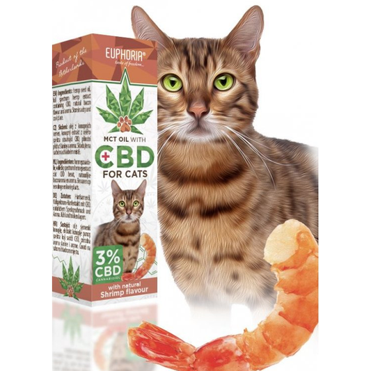 Euphoria CBD Hanföl für Katzen 3%, 300 mg, 10ml – Garnellengeschmack